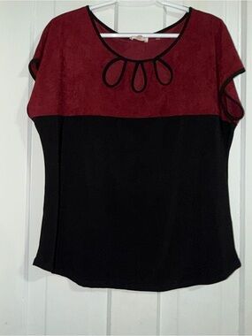 Women's size large carol rose shirt top blouse velvet red top